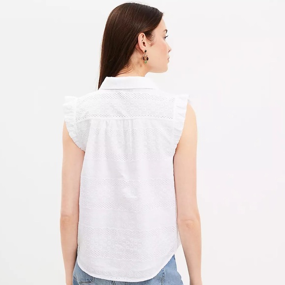 Loft Embroidered Collared Ruffle Henley Top - Picture 7 of 7